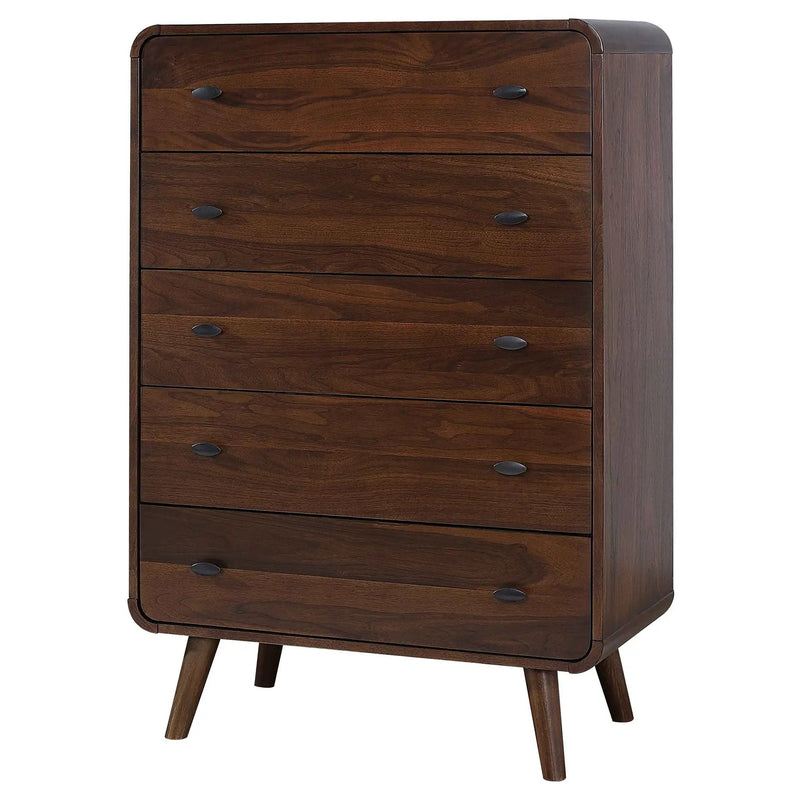 Robyn 5-drawer Bedroom Chest of Drawers Dark Walnut by Unique Piece Furniture