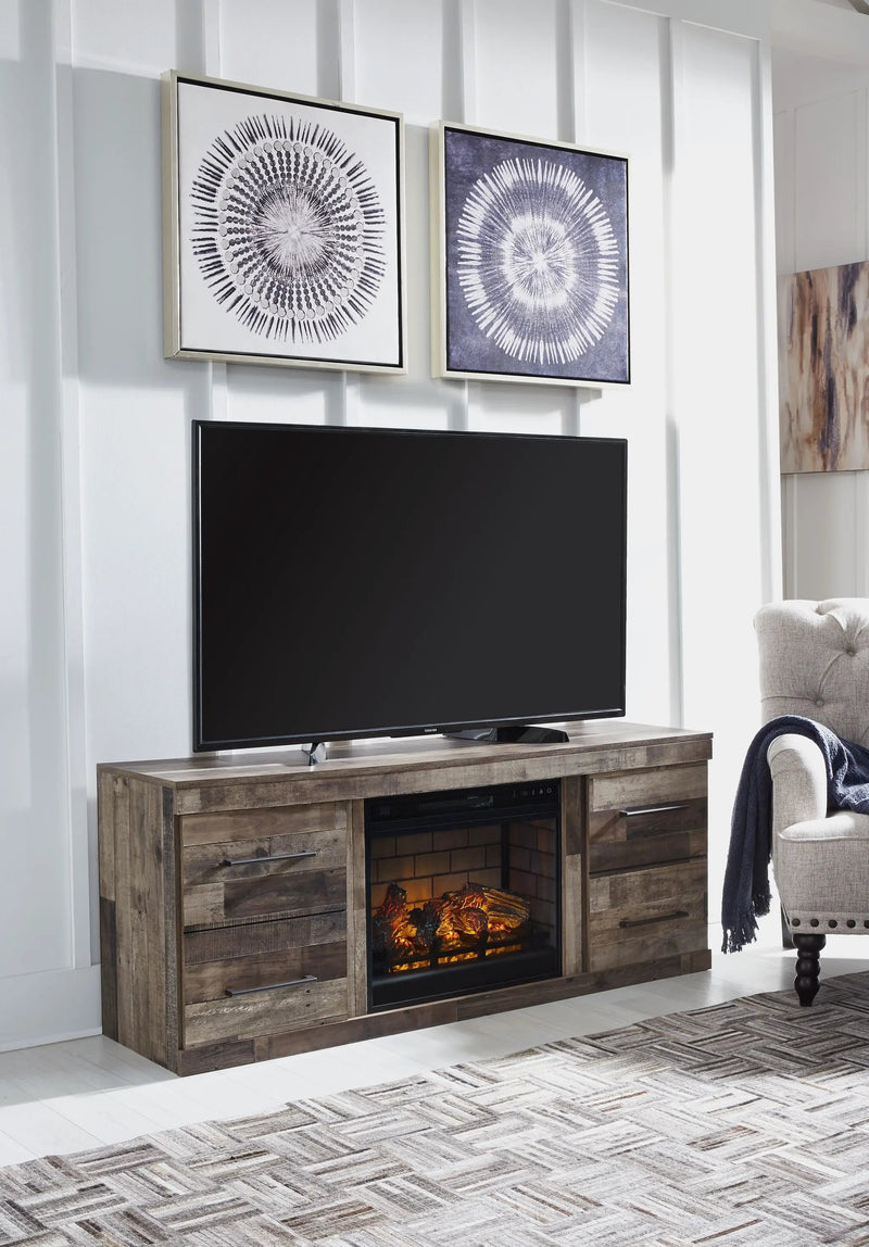 Derekson - TV Stand With Electric Fireplace - Multi Gray by Unique Piece Furniture