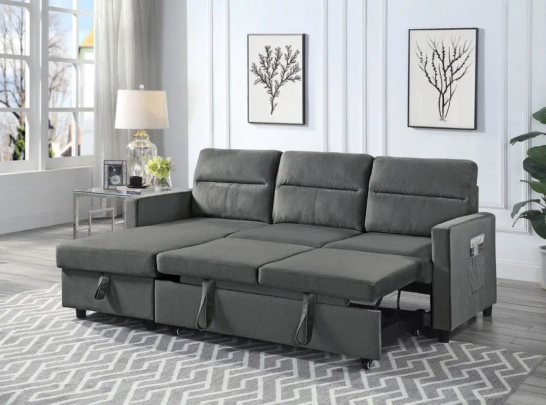 Ivy - Reversible Sleeper Sectional Sofa With Storage Chaise And Side Pocket by Unique Piece Furniture