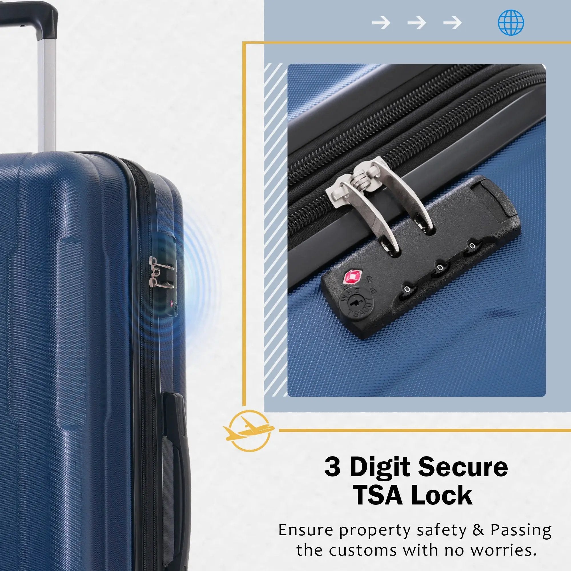 2 Piece Luggage Set With Bags Expanable Spinner Wheels ABS Lightweight Suitcase With Tsa Lock 20" / 28" by HouseOfZazla