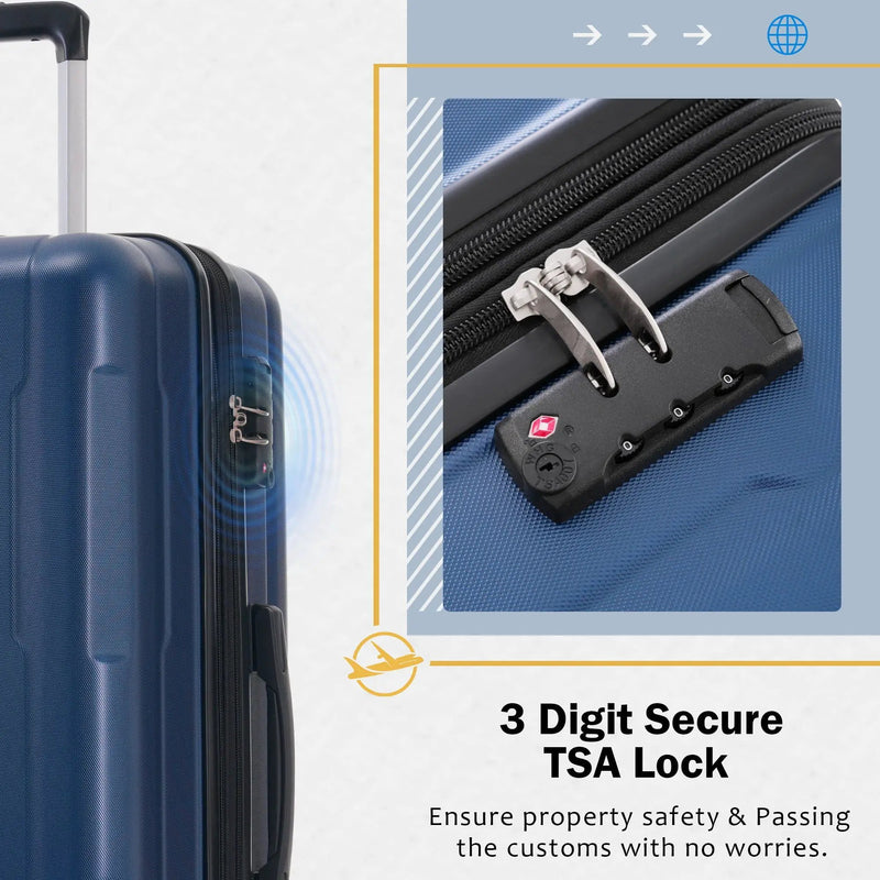 2 Piece Luggage Set With Bags Expanable Spinner Wheels ABS Lightweight Suitcase With Tsa Lock 20" / 24" by HouseOfZazla