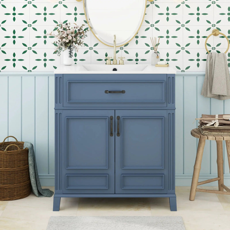 Bathroom Vanity With Sink Storage Cabinet - Blue by Unique Piece Furniture