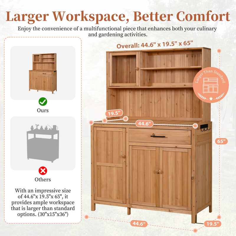 TOPAMX Potting Bench with Hutch, Solid Fir Wood Garden Workstation by HouseOfZazla