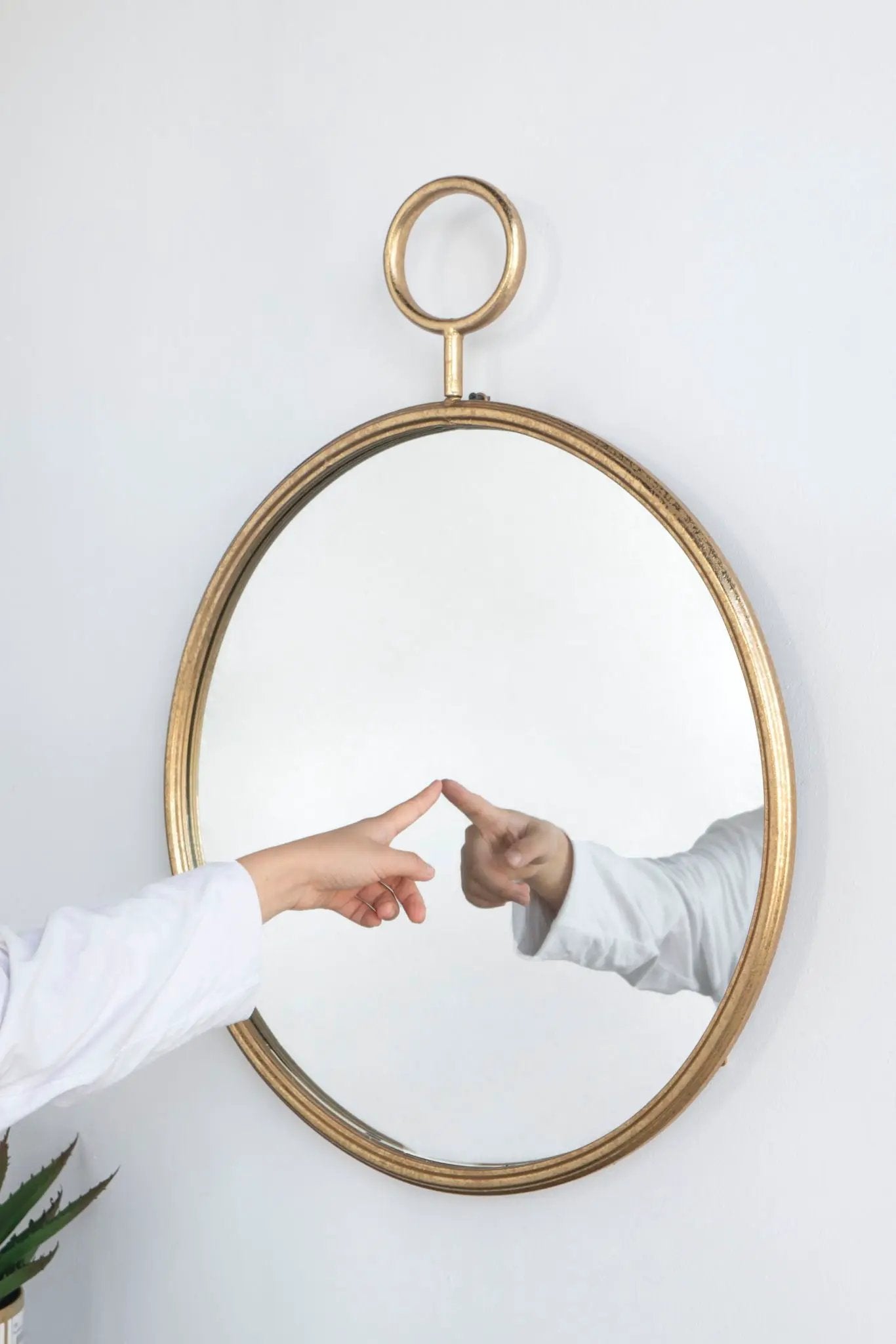 Circle Wall Mirror With Iron Frame, Accent Mirror For Living Room by Unique Piece Furniture