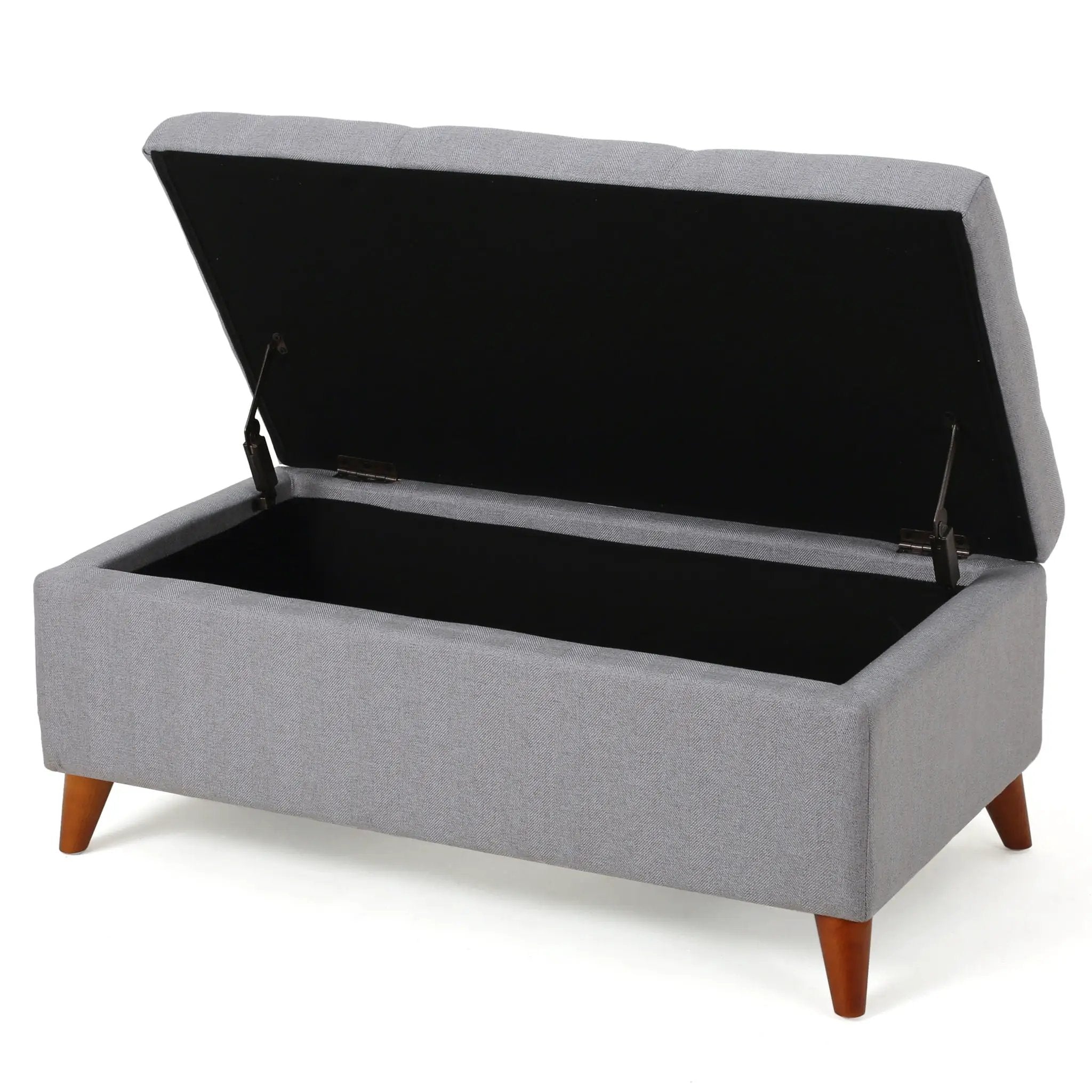 Kinetics Upholstered Storage Ottoman With Lift-Top And Button Tufted Seat - Light Gray by HouseOfZazla