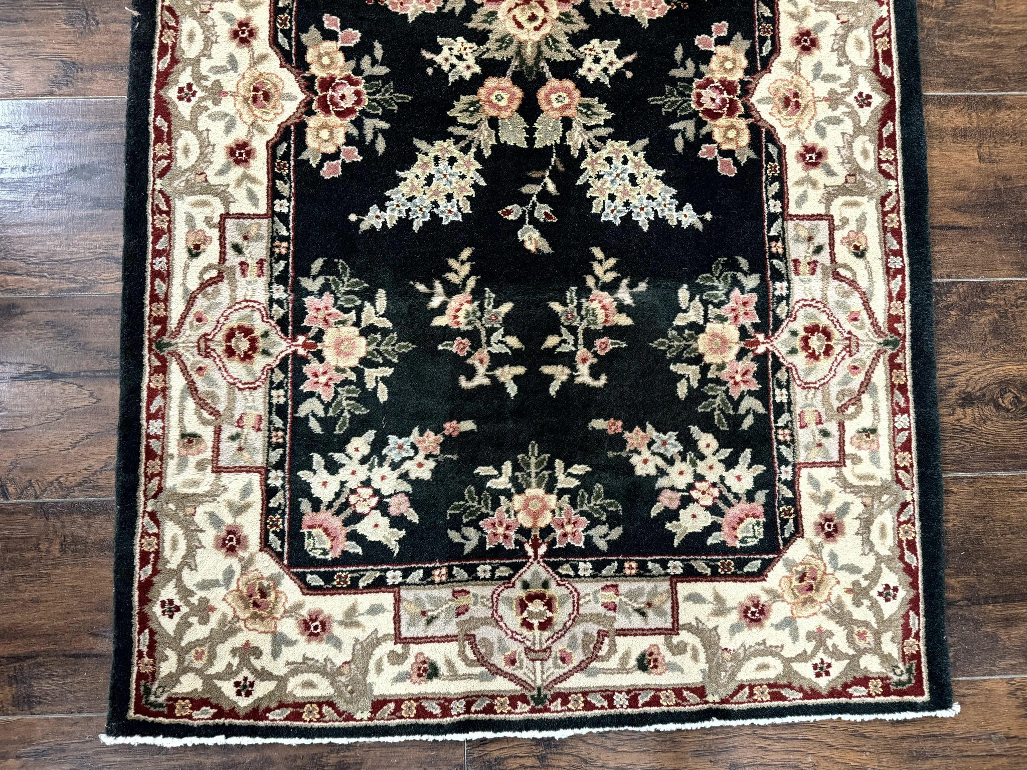 Long Pak Persian Runner Rug 2.7 x 21, Floral Allover, Dark Green and Beige, Handmade Wool Runner Rug, 21ft Runner for Hallway by Jewel Rugs
