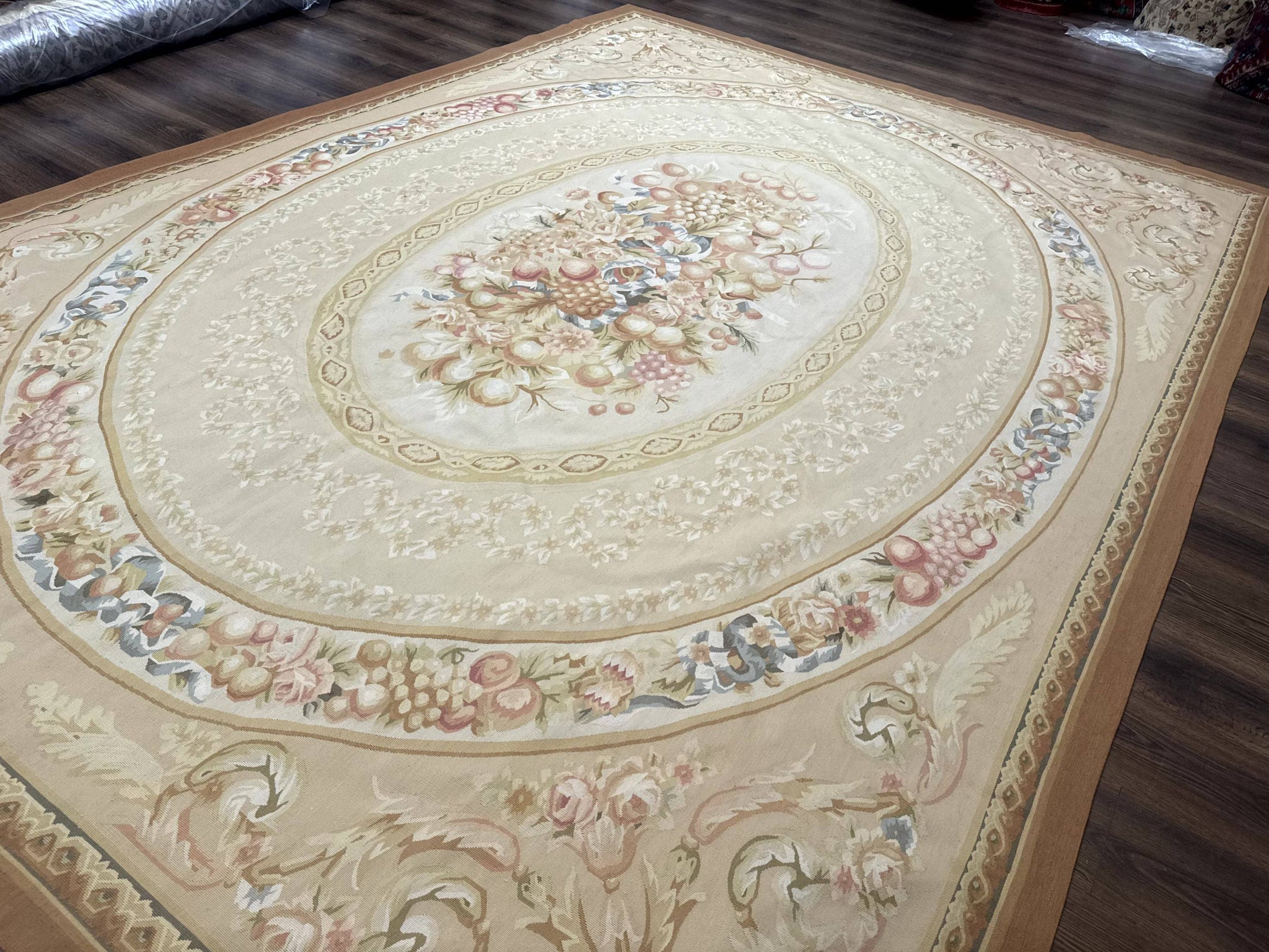 Aubusson Rug 9x12, French European Design, Floral, Elegant by Jewel Rugs