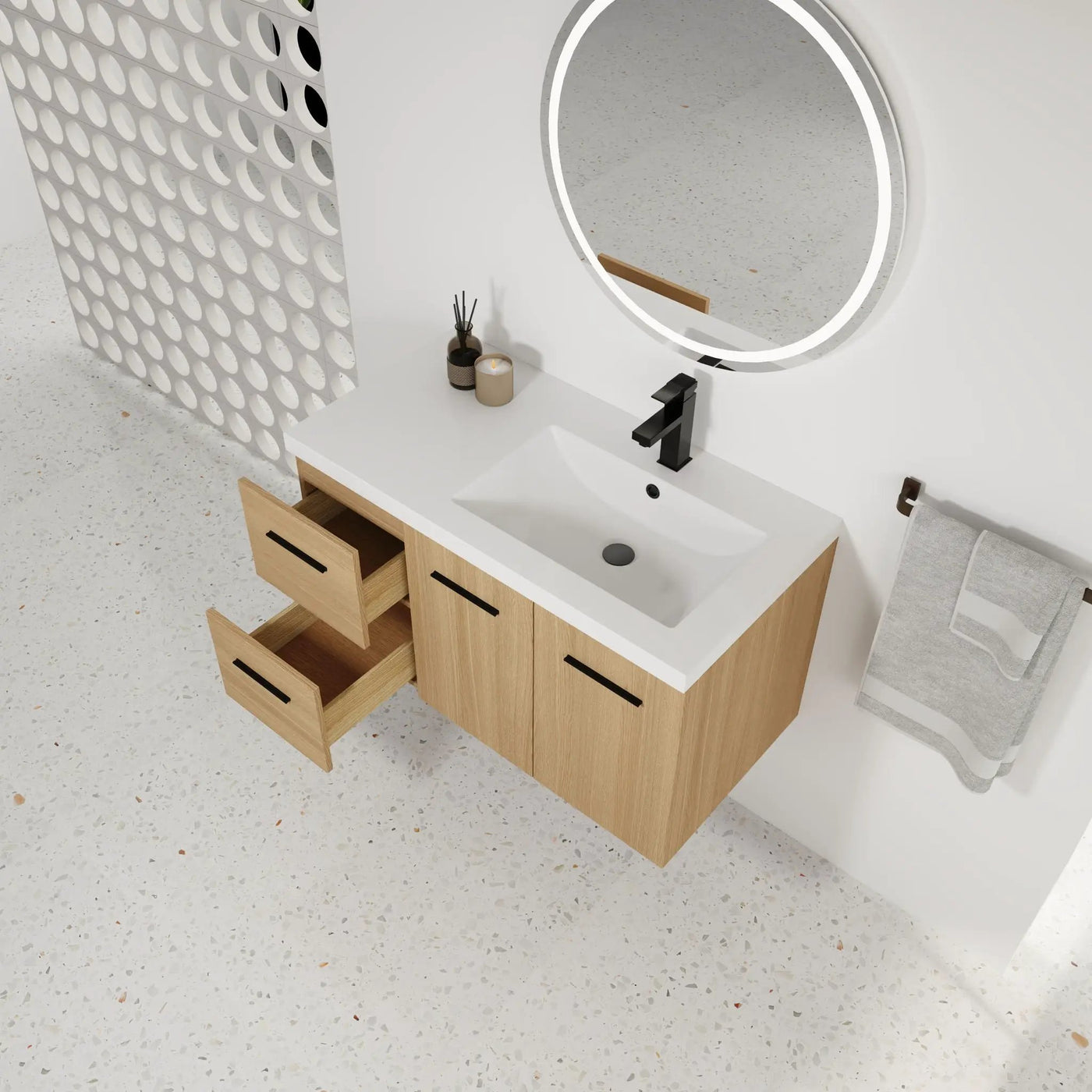 Wall Mounted Floating Bathroom Vanity With Sink, Door & Drawers Modular Cabinet by Unique Piece Furniture