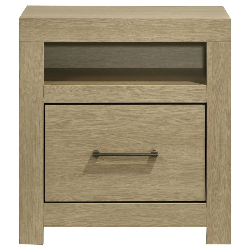 Hendricks 1-drawer Nightstand Bedside Table with Cubby Light Oak by Unique Piece Furniture