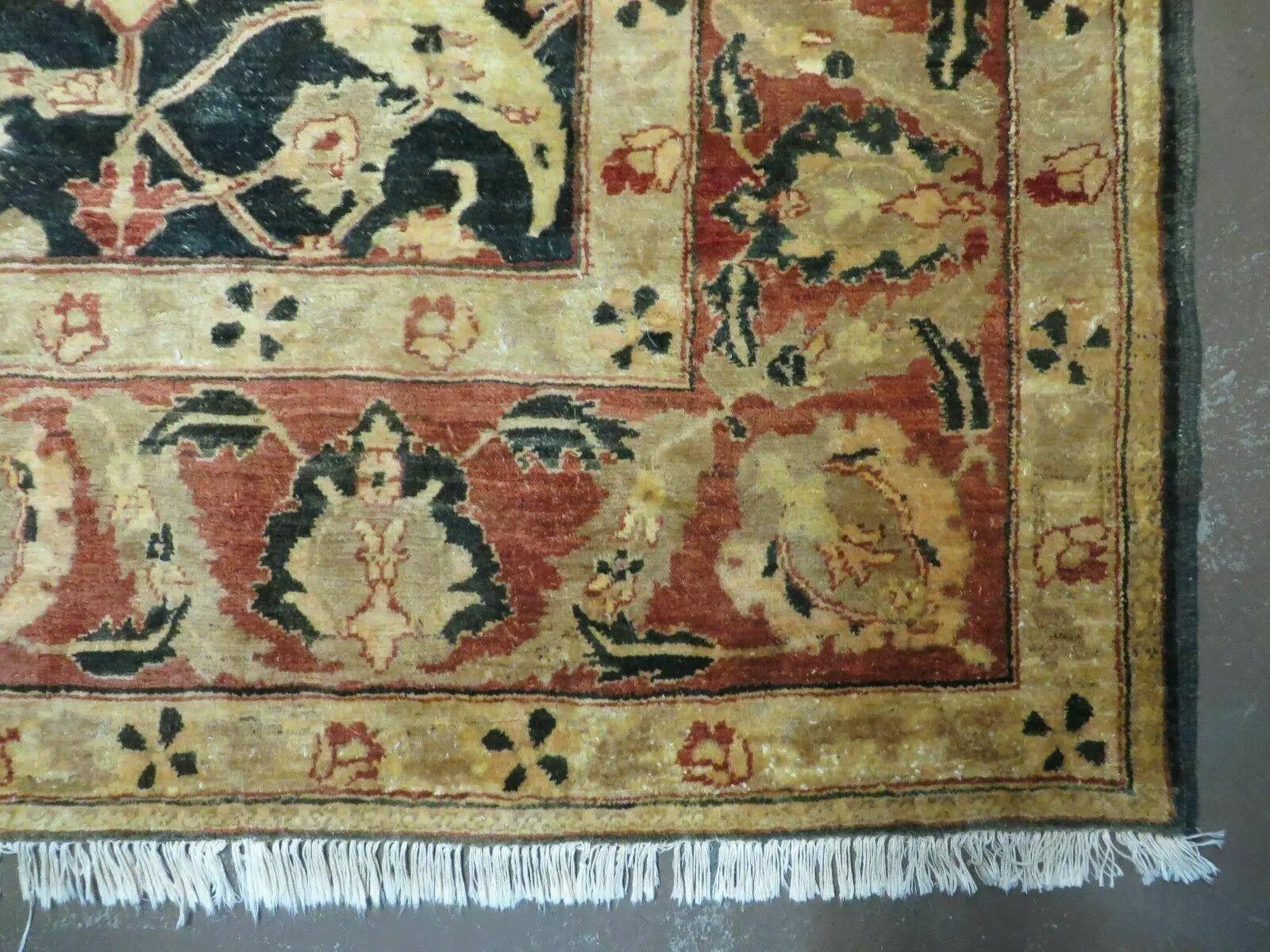 8' X 9' Handmade Pakistan Wool Cotton Rug Peshawar Black Floral Nice # 200C by Jewel Rugs