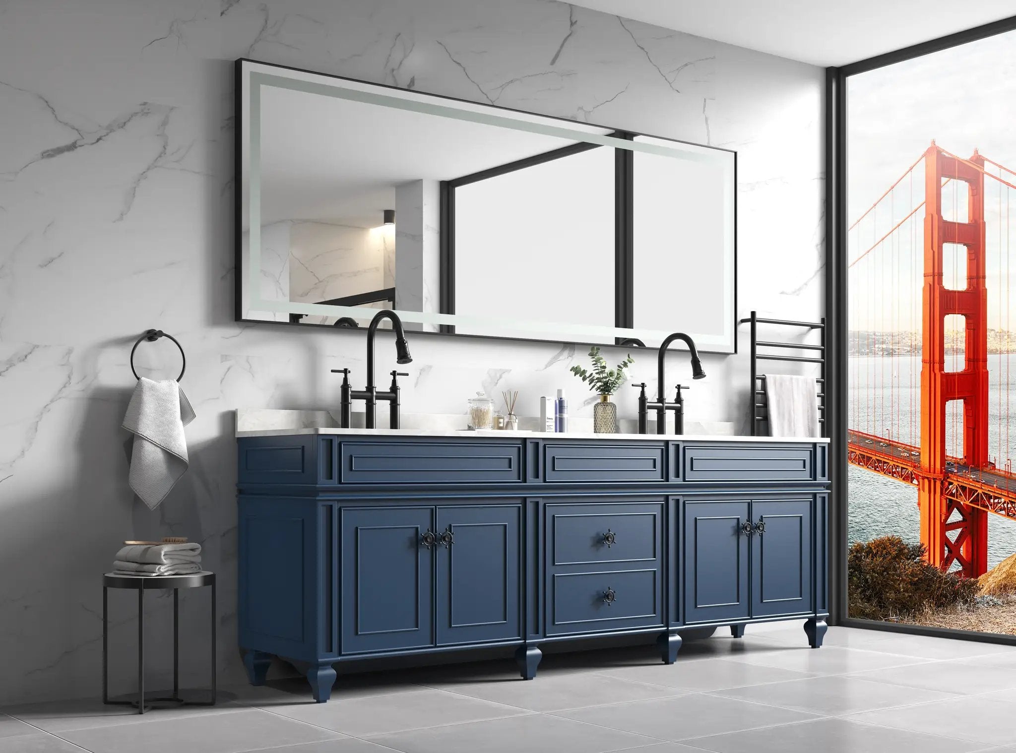 118 x 36 Inch LED Bathroom Mirror with Aluminum Frame by HouseOfZazla