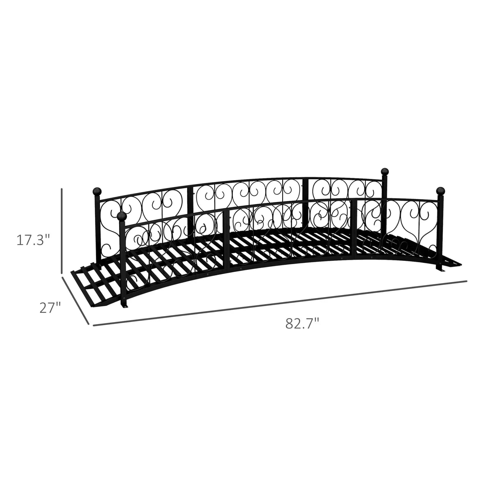 7FT Decorative Metal Arch Footbridge Garden Bridge With Safety Siderails (SAK53829) by SAKSBY WHOLESALE
