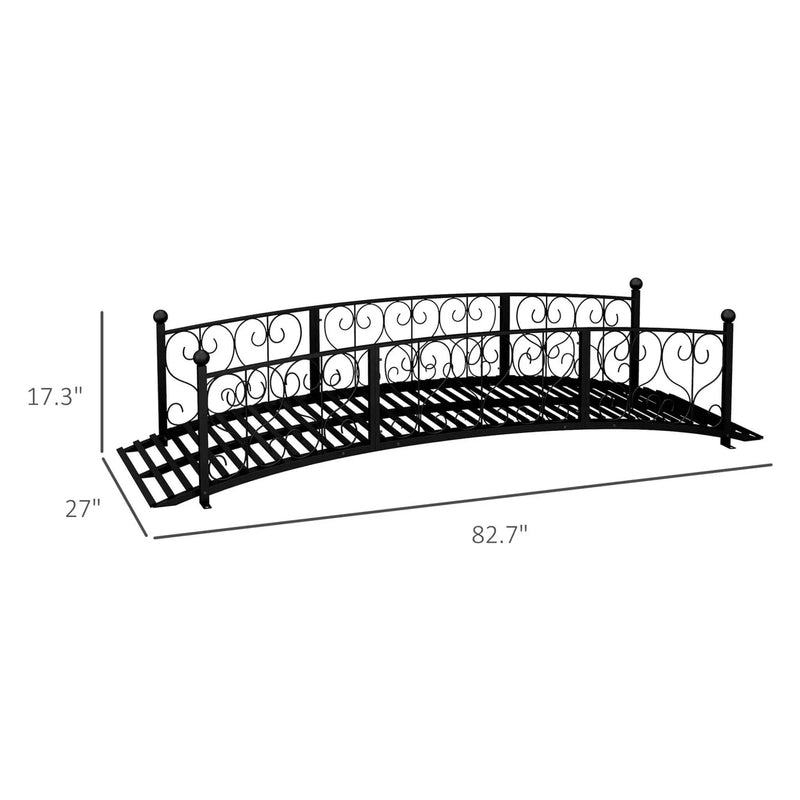 7FT Decorative Metal Arch Footbridge Garden Bridge With Safety Siderails (SAK53829) by SAKSBY WHOLESALE