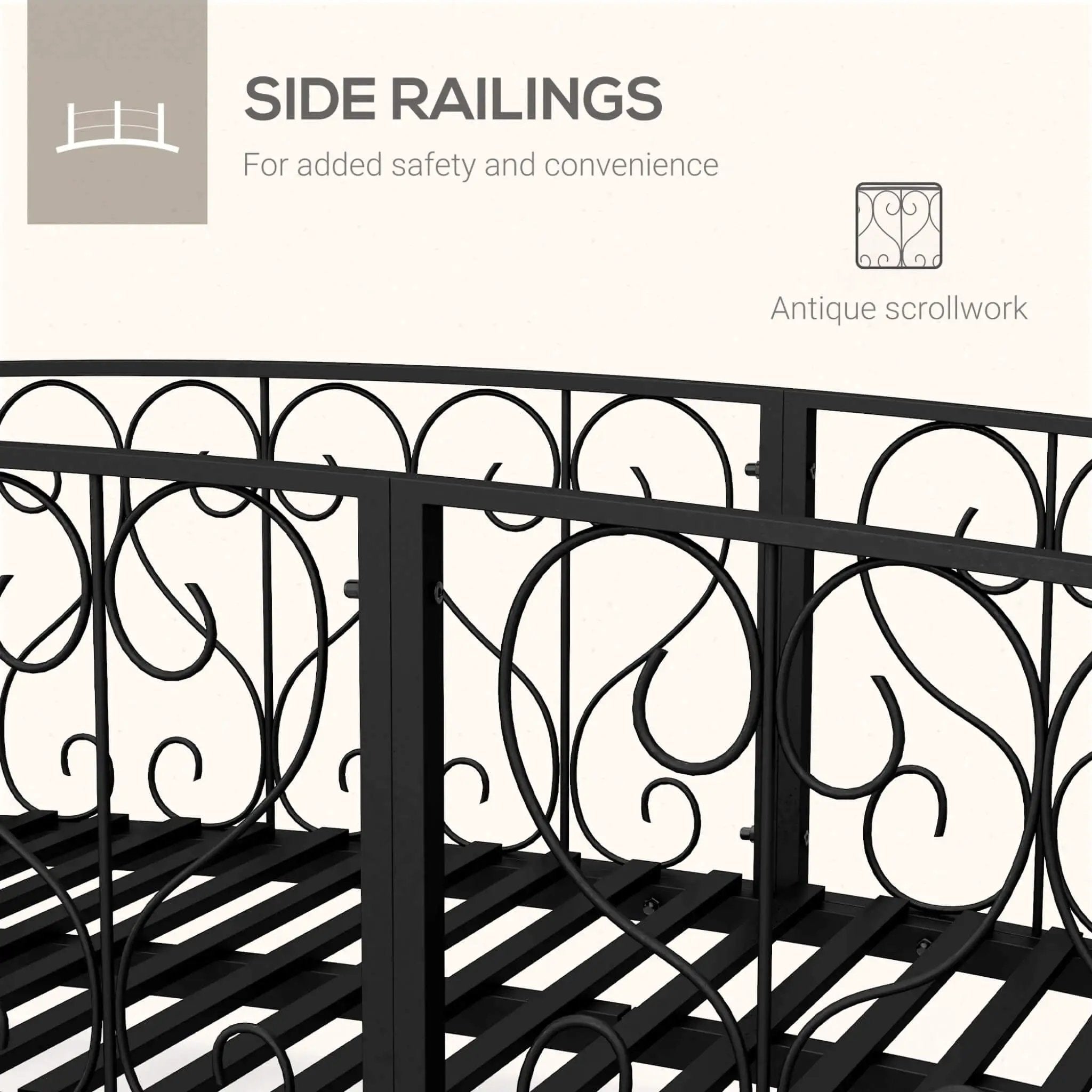 7FT Decorative Metal Arch Footbridge Garden Bridge With Safety Siderails (SAK53829) by SAKSBY WHOLESALE