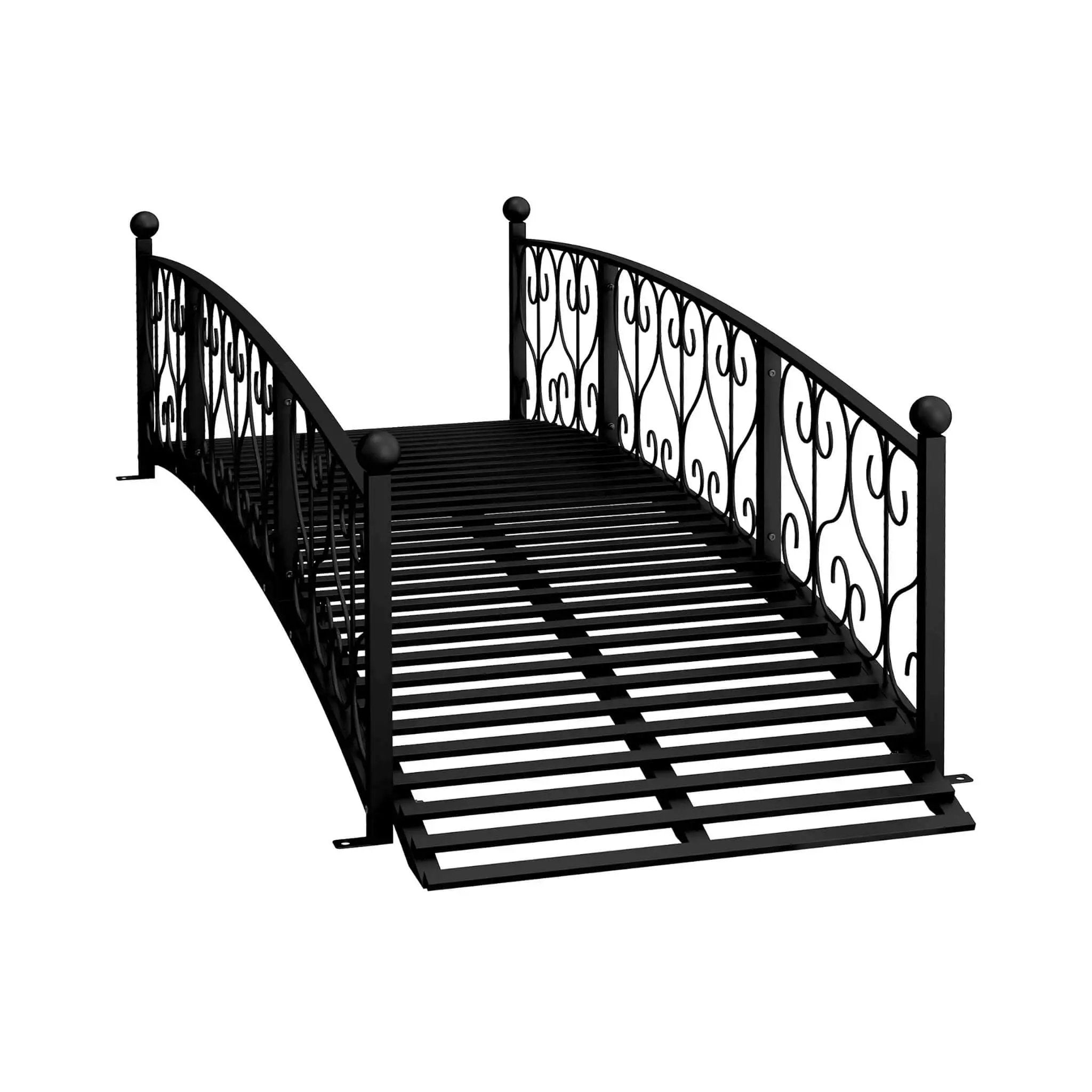 7FT Decorative Metal Arch Footbridge Garden Bridge With Safety Siderails (SAK53829) by SAKSBY WHOLESALE