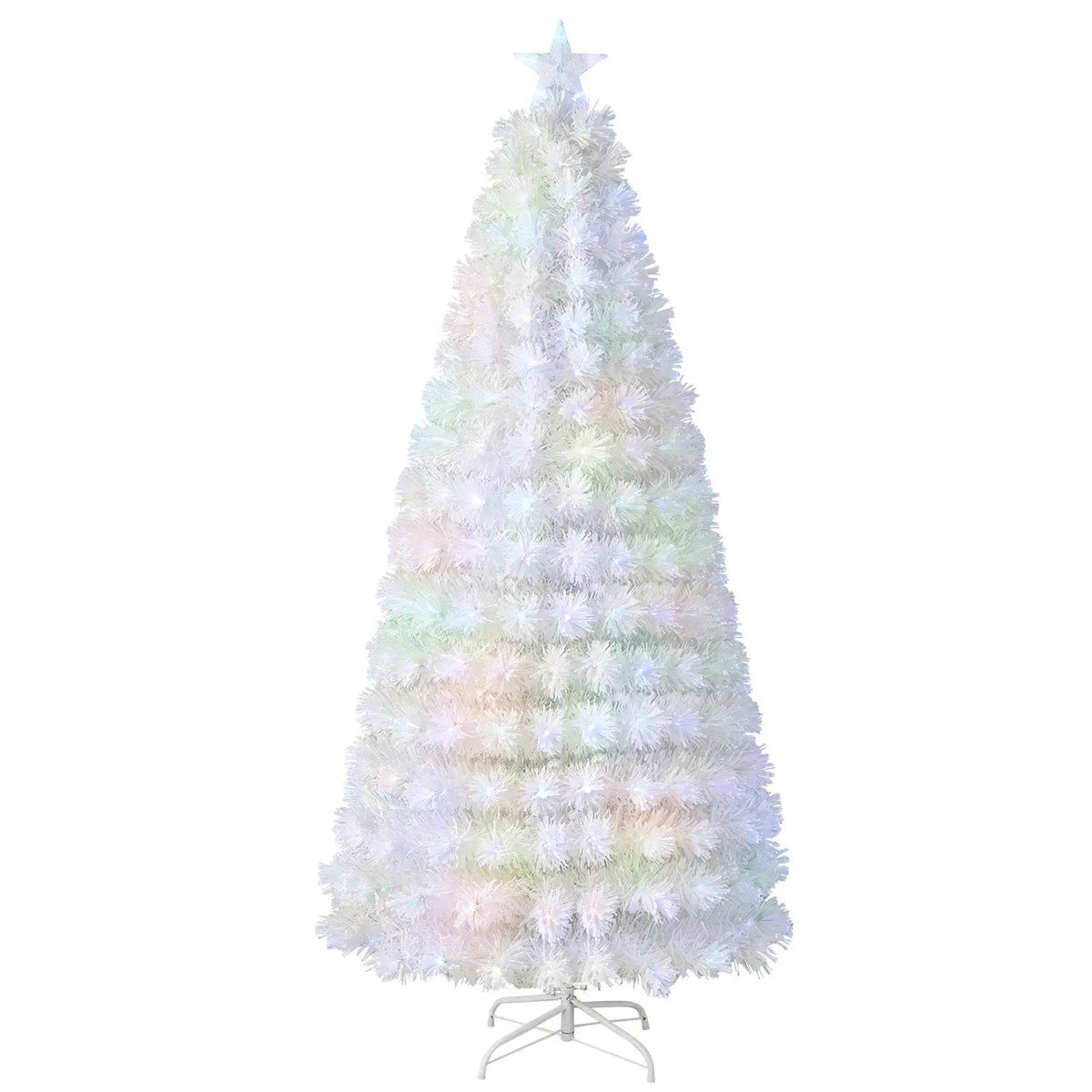 6/7 Feet Pre-Lit Fiber Optic White Snow-Flocked Artificial Christmas Tree, photo 21 of 24