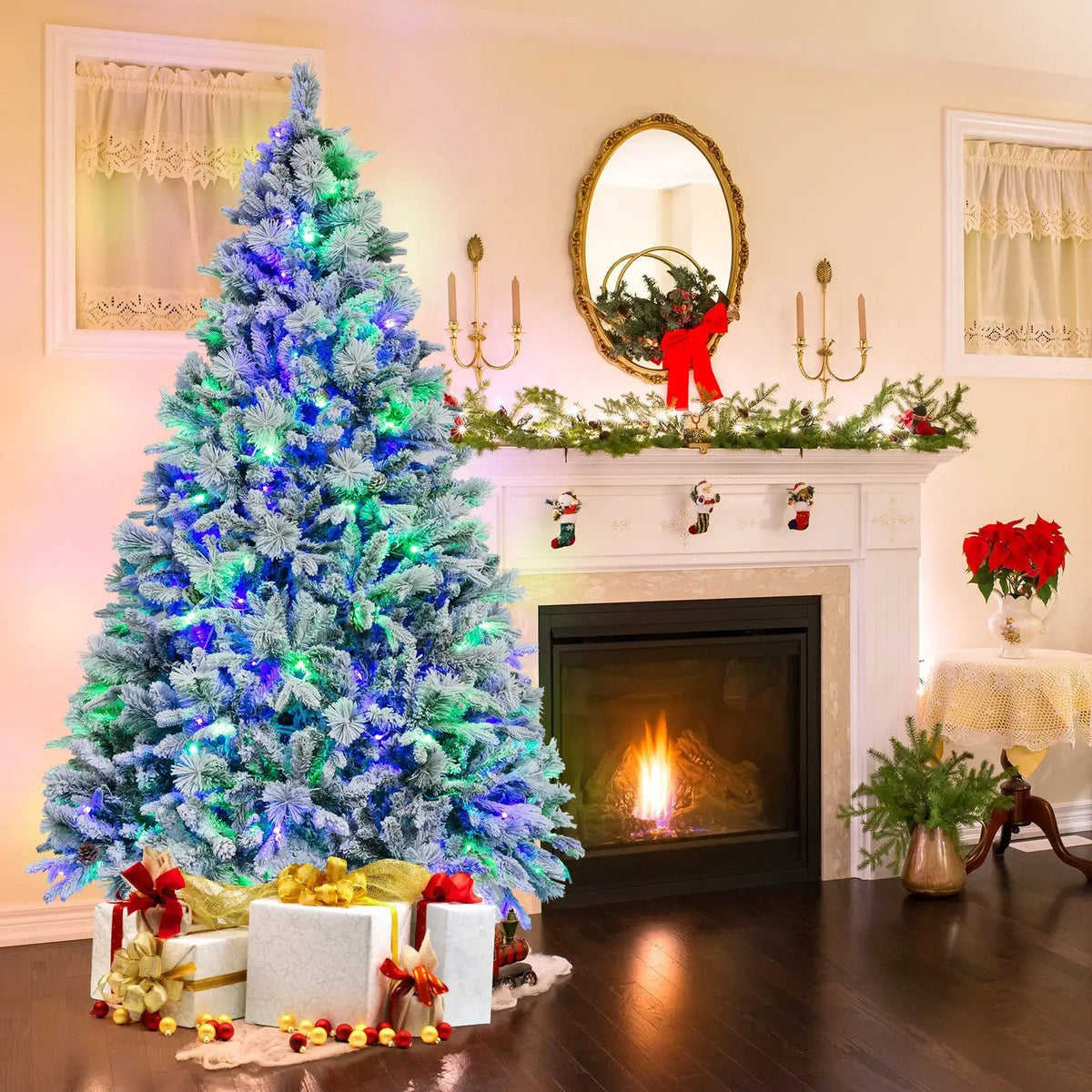 4.5/6/7 Feet Artificial Xmas Tree with Pine Needles and LED Lights, photo 2 of 10