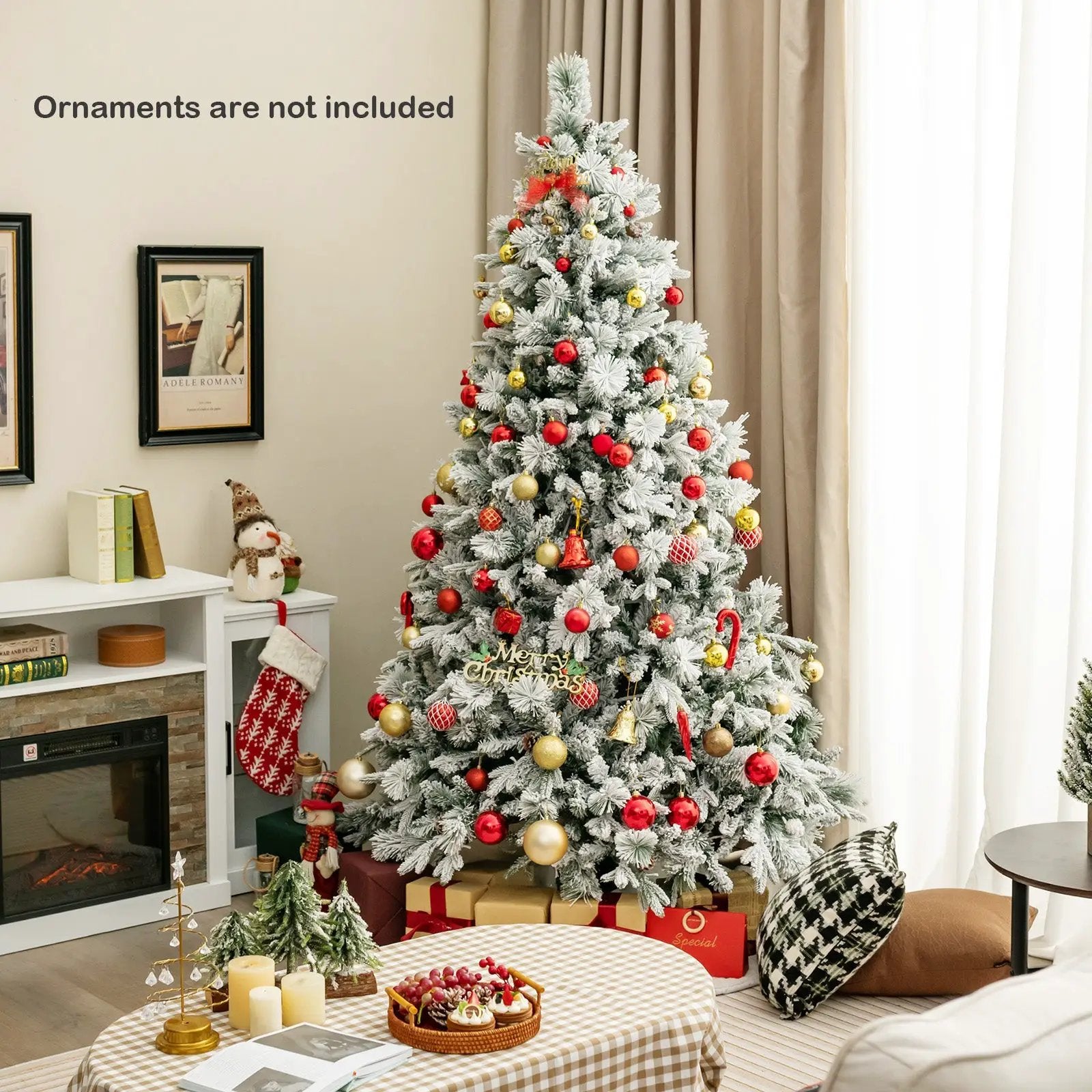 4.5/6/7 Feet Artificial Xmas Tree with Pine Needles and LED Lights by DirectDeals