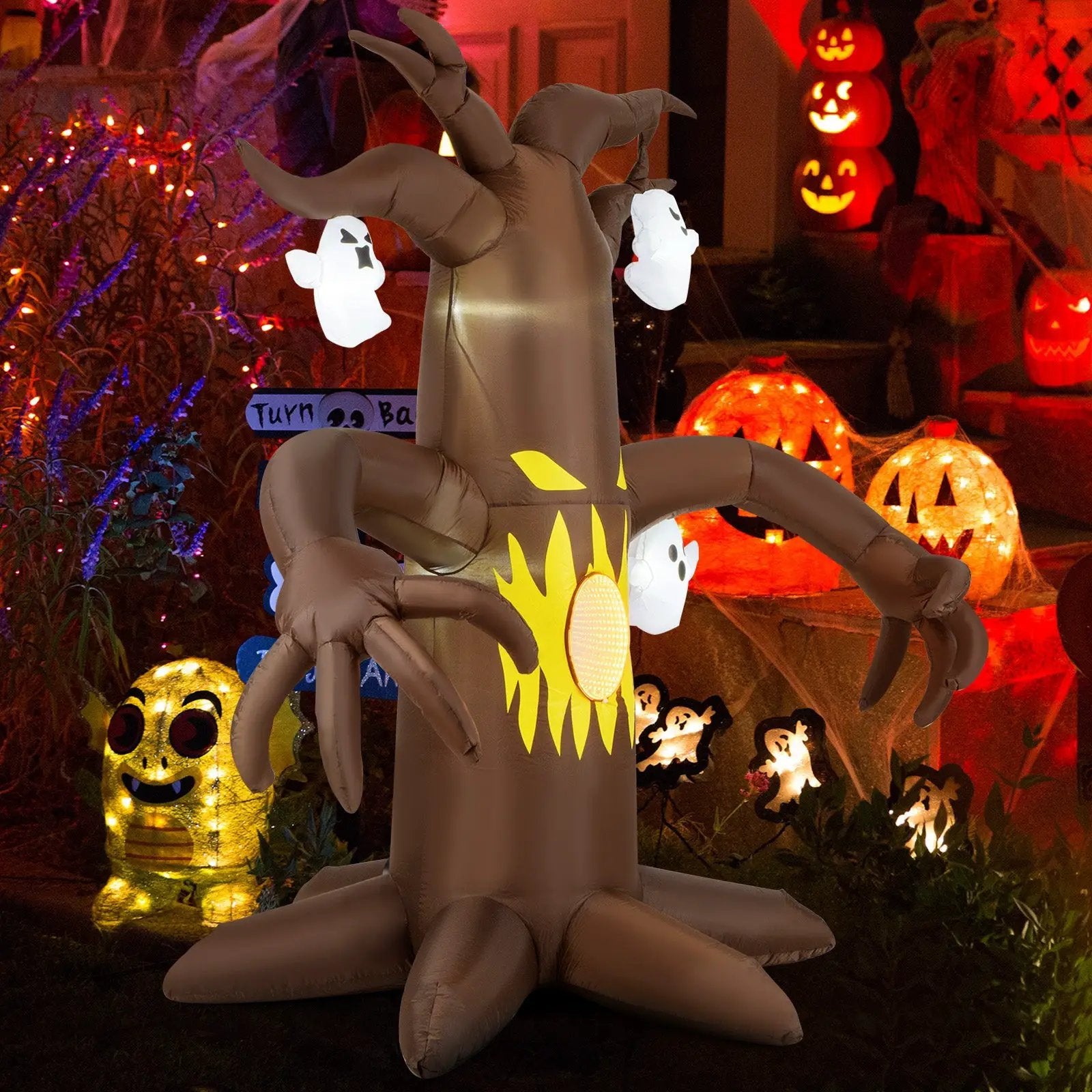 7.8 Feet Halloween Inflatables Scary Dead Tree Halloween Decoration with Ghost by DirectDeals