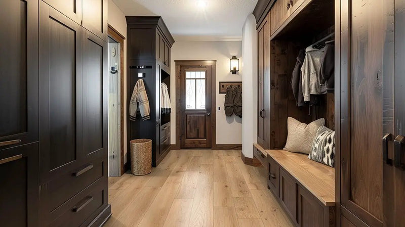 Mccarran Montevideo Oak Brushed Quarter Round Wood Look Moldings 0.75x0.75 in a finished room