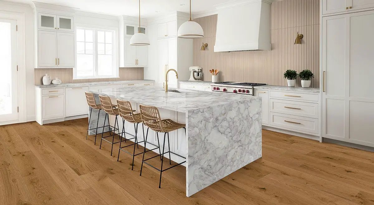 Mccarran Leander Oak Brushed Quarter Round Wood Look Moldings 0.75x0.75 in a finished room
