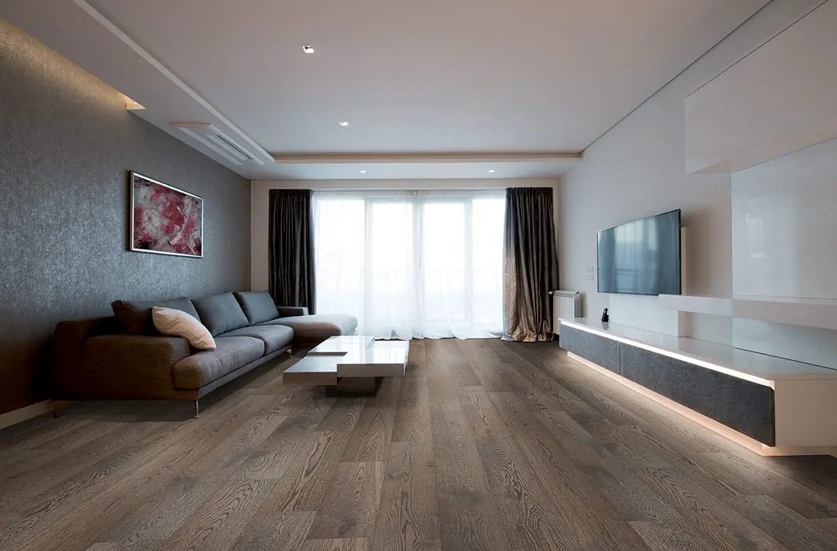 Mccarran Atwood Matte Wood Look Planks 9.5x86 in a finished room