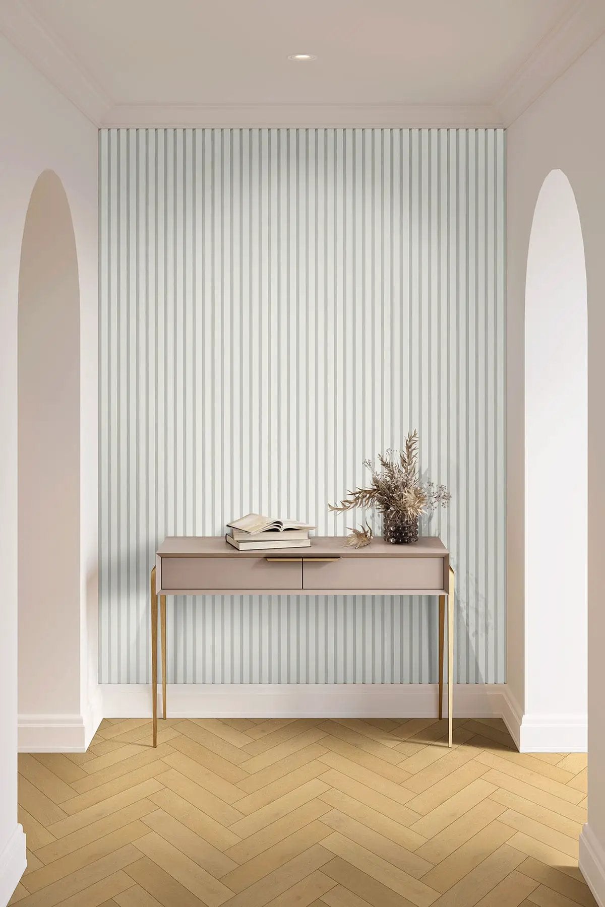Mccarran Herringbone Whitlock Matte Wood Look Planks 5x24 in a finished room