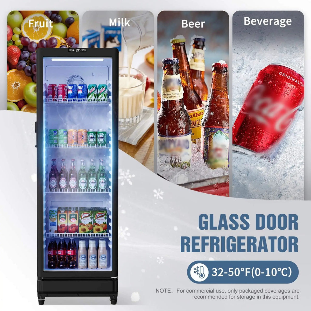8.5 Cu.Ft Commercial Single Glass Door Beverage Merchandiser Refrigerator (SAK27946) by SAKSBY WHOLESALE