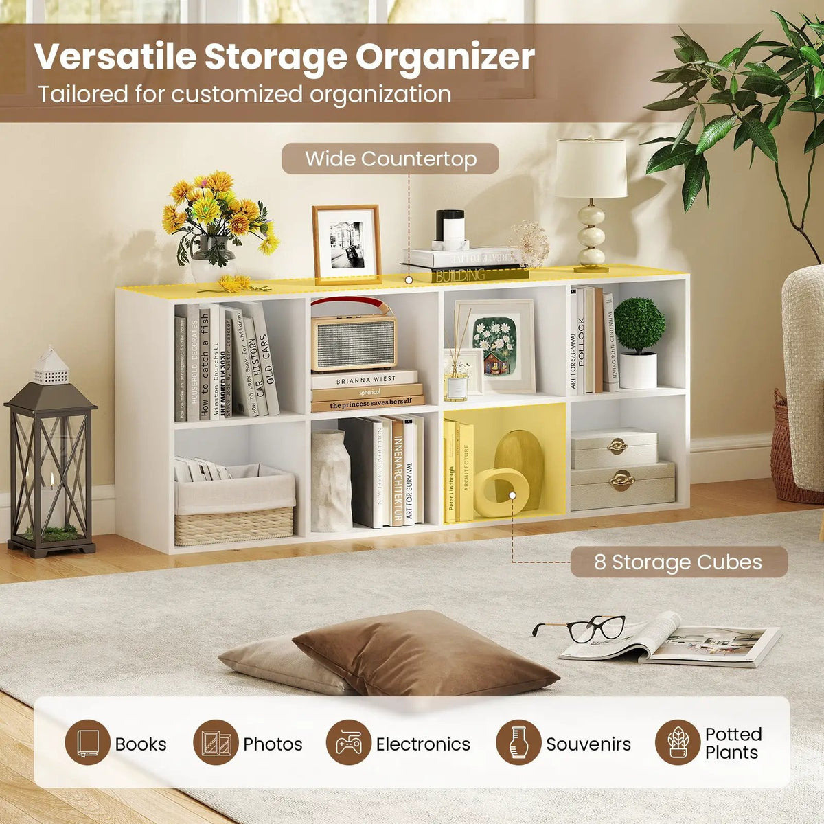 8-Cube Bookcase Bookshelf with 2 Anti-Tipping Kits Storage Organizer, photo 8 of 11