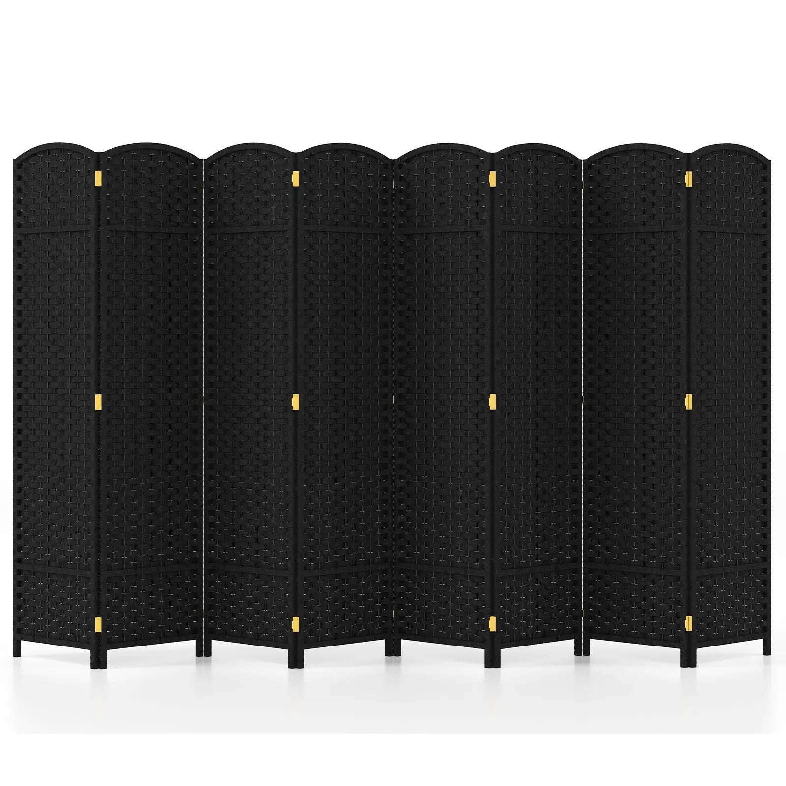 8-Panel Folding Room Divider with Hand-woven Texture and Wood Frame by DirectDeals