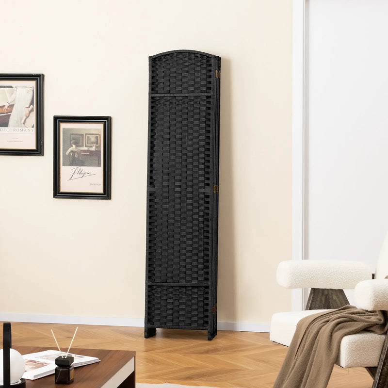 8-Panel Folding Room Divider with Hand-woven Texture and Wood Frame by DirectDeals