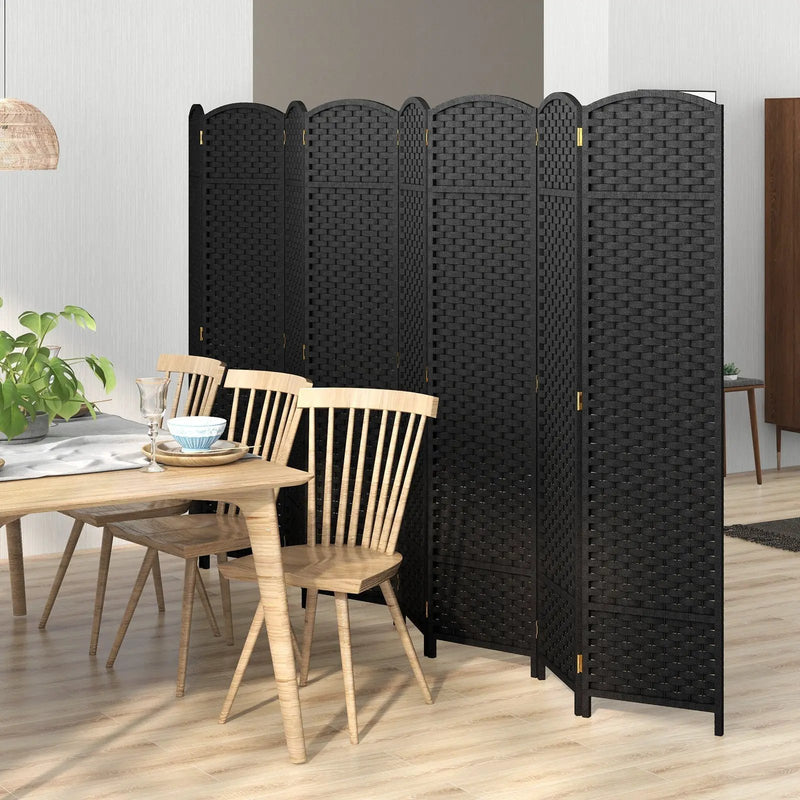 8-Panel Folding Room Divider with Hand-woven Texture and Wood Frame by DirectDeals