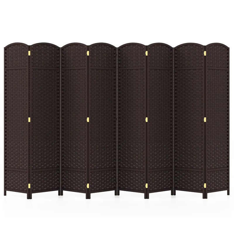 8-Panel Folding Room Divider with Hand-woven Texture and Wood Frame by DirectDeals