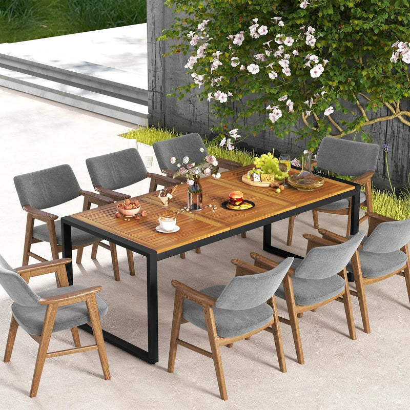 79 Inch Acacia Wood Patio Table with 1.9 Inch Umbrella Hole for Garden and Poolside by DirectDeals