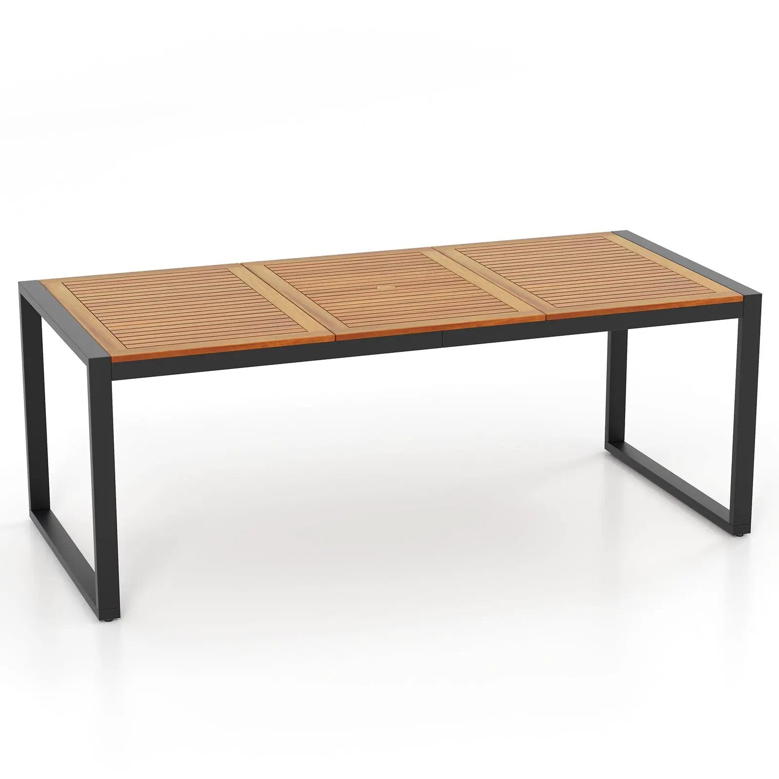 79 Inch Acacia Wood Patio Table with 1.9 Inch Umbrella Hole for Garden and Poolside by DirectDeals