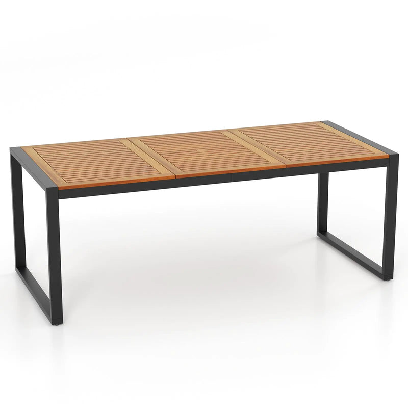79 Inch Acacia Wood Patio Table with 1.9 Inch Umbrella Hole for Garden and Poolside by DirectDeals