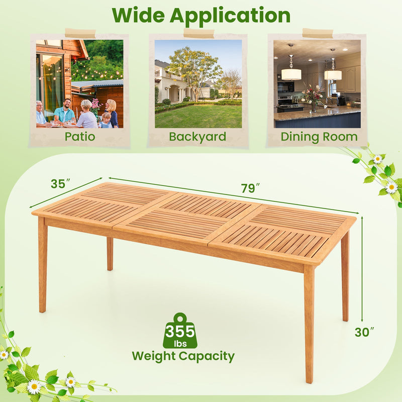 8-Person Outdoor Acacia Wood Dining Rectangular Bistro Table with Umbrella Hole by DirectDeals