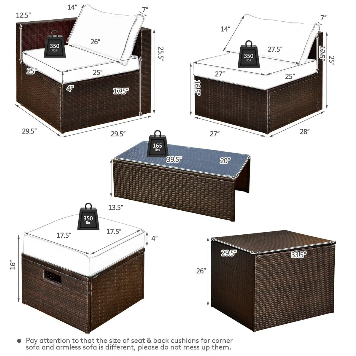 8 Pieces Patio Space-Saving Rattan Furniture Set with Storage Box and Waterproof Cover-Gray, photo 11 of 14
