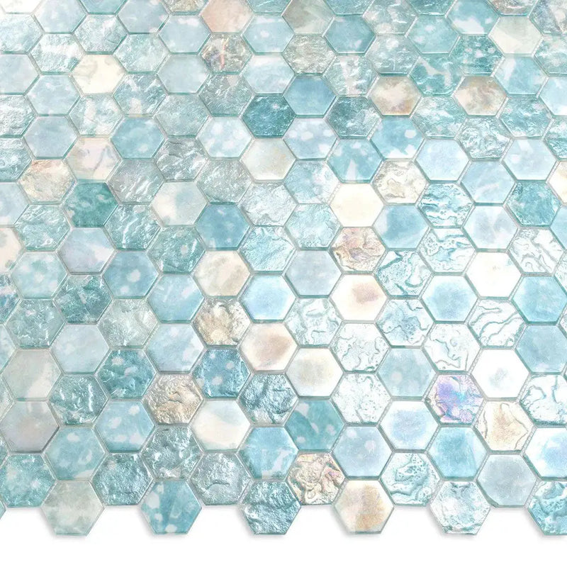 Aqua 12x12 Matte Hexagon Glass Mosaic Tile (10 pack, 9.6 sq ft/case) by Apollo Tile