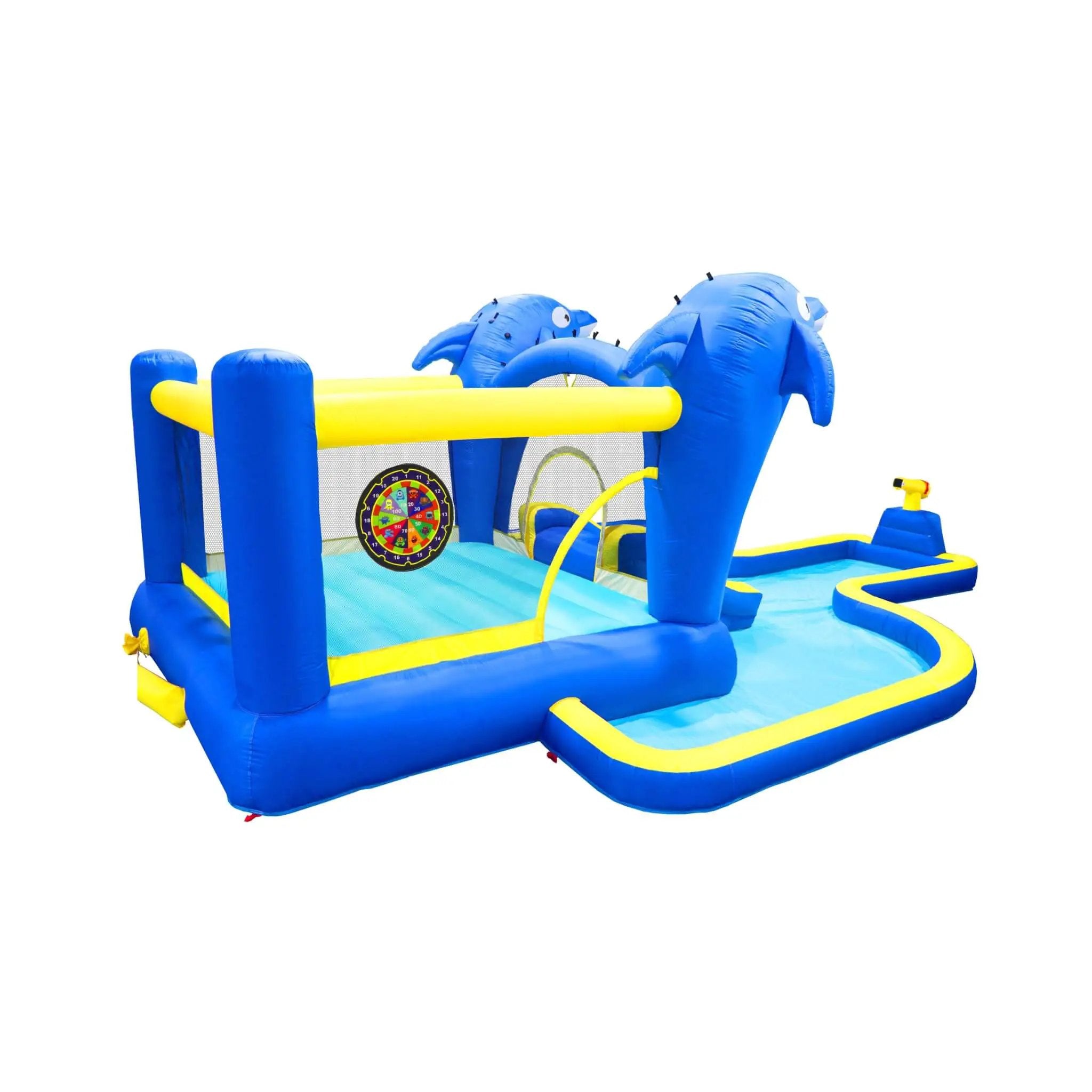8-In-1 Inflatable Water Park Bounce House with Sprinkler, Water Gun, And Basketball Hoop (SAK38152) by SAKSBY WHOLESALE