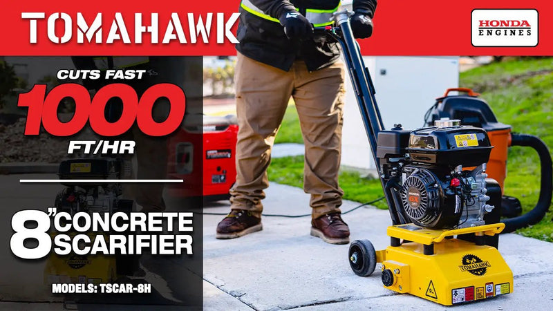 8” Gas Concrete Scarifier Planer Grinder with 5.5 HP Honda Engine & Drum by Tomahawk Power