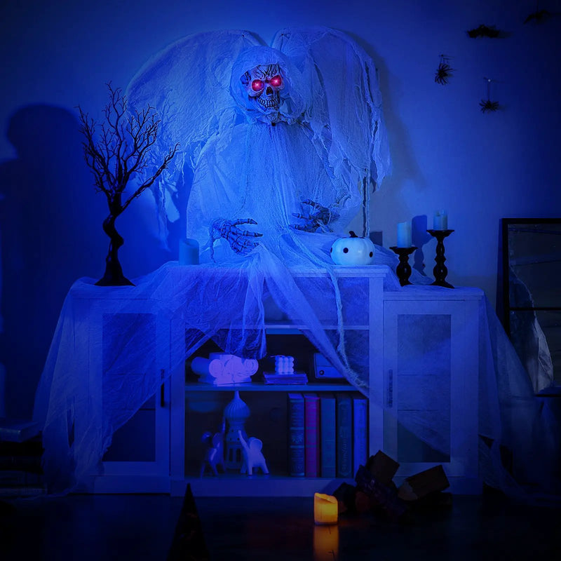 8.3 ft Halloween Standing Haunted Angel with Lighted Eyes and Automatic Wing Movement by DirectDeals