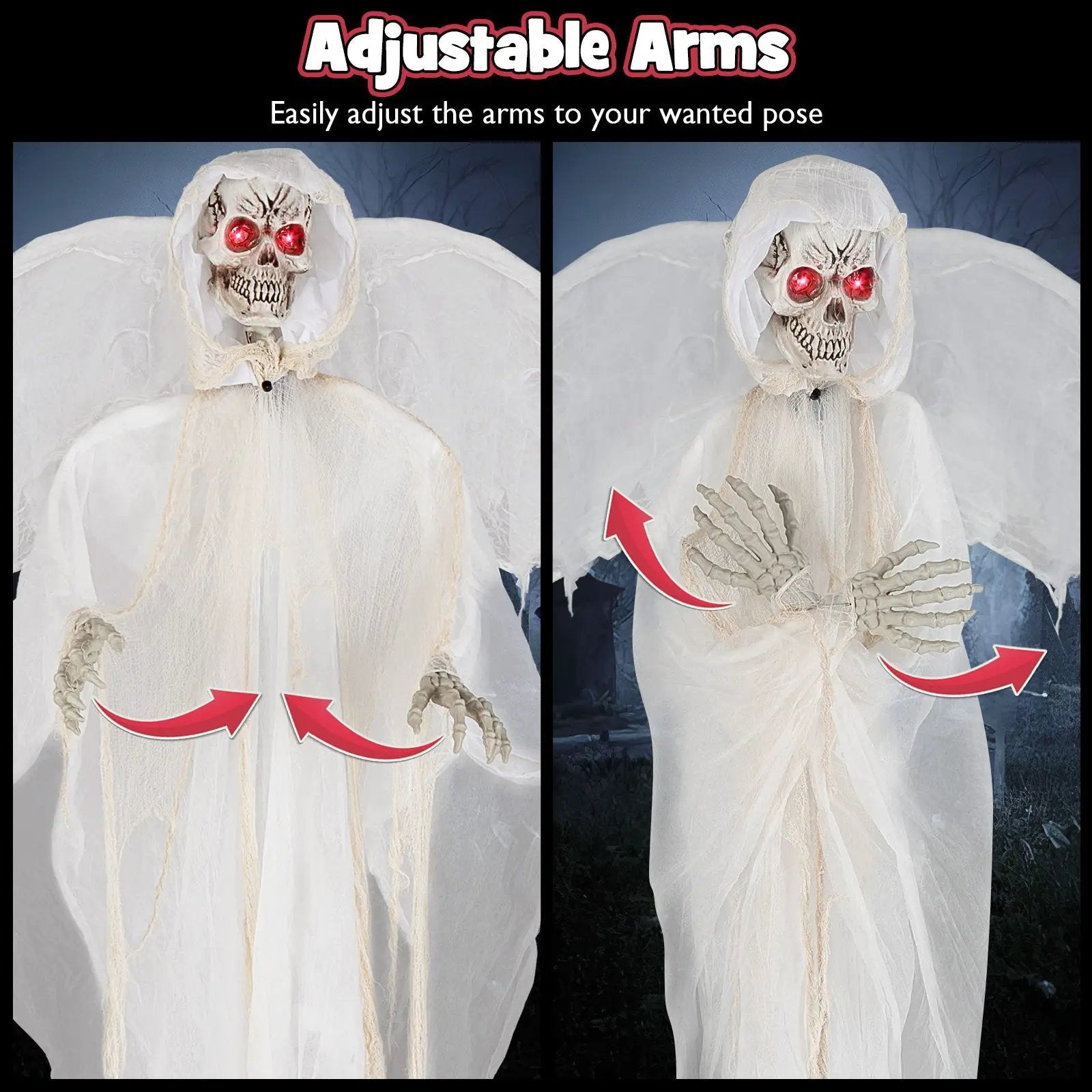 8.3 ft Halloween Standing Haunted Angel with Lighted Eyes and Automatic Wing Movement by DirectDeals