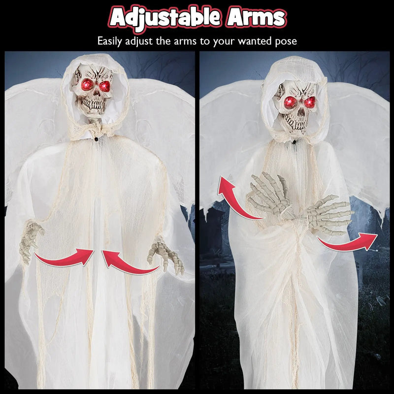 8.3 ft Halloween Standing Haunted Angel with Lighted Eyes and Automatic Wing Movement by DirectDeals