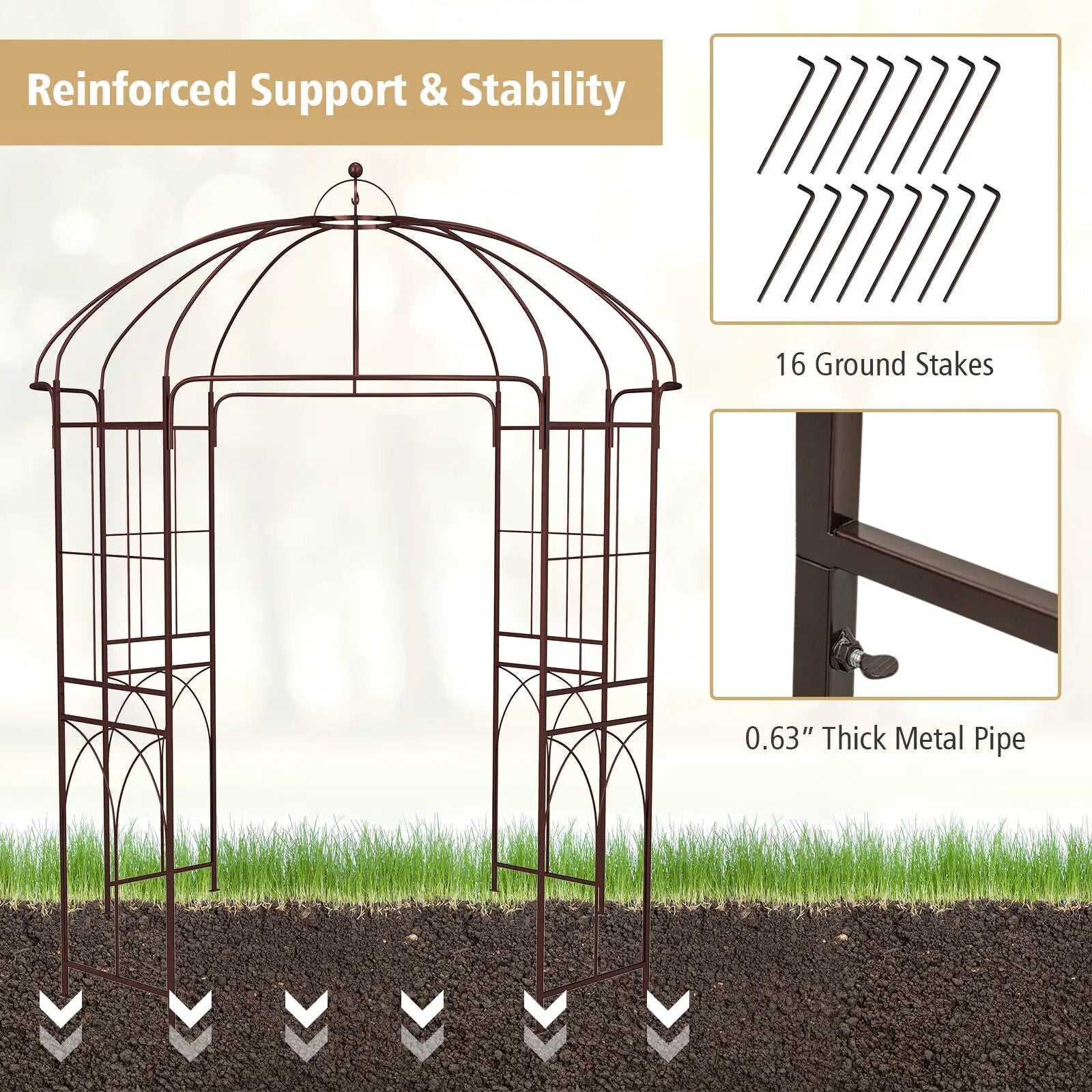 8.4 x 7 Feet Wide Birdcage Shape Garden Arbor by DirectDeals
