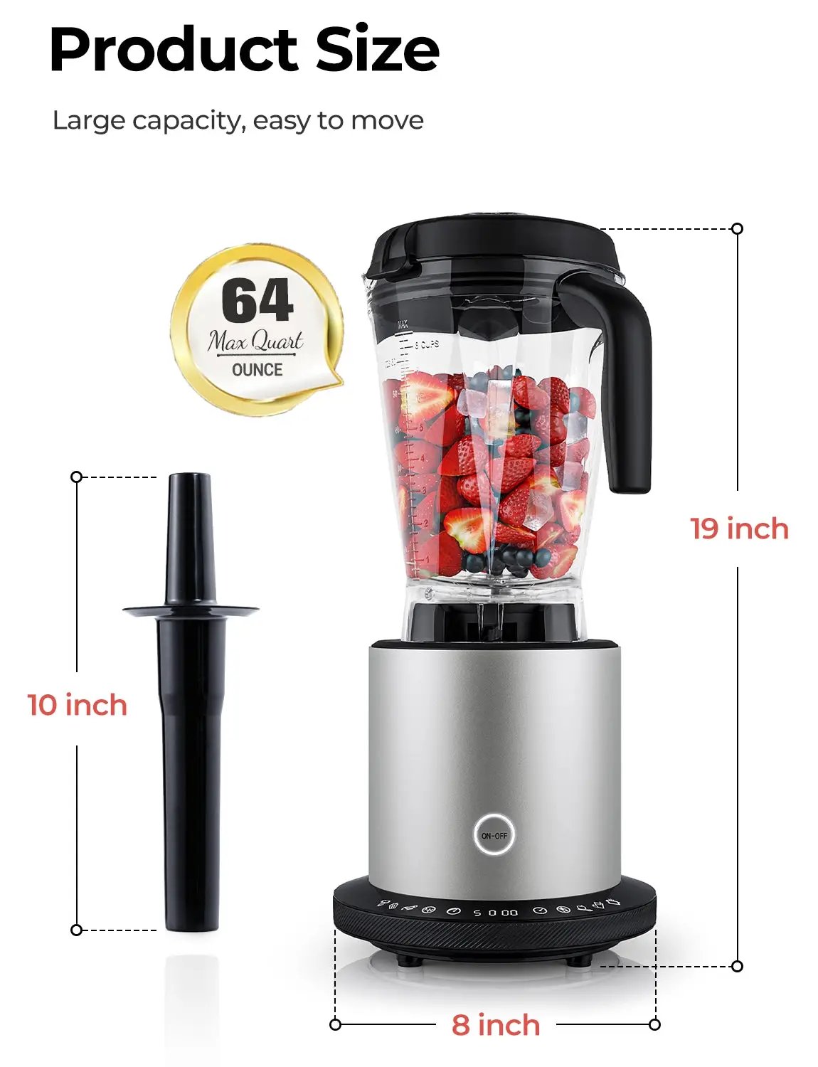 1500W Smoothie Maker High Power Blender with 10 Speeds by DirectDeals
