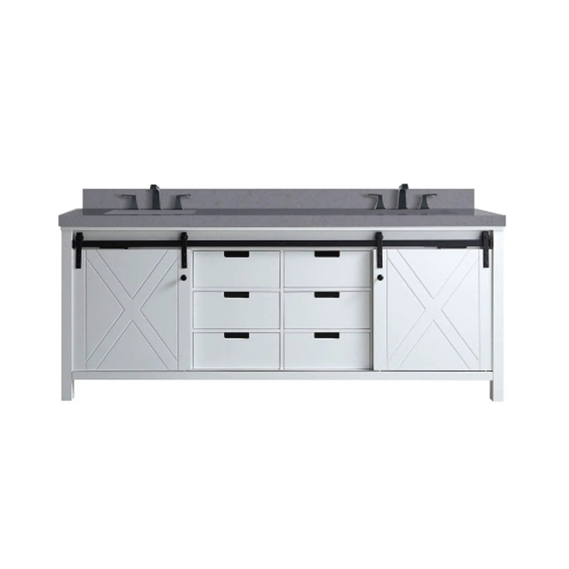 Nuvia White Bathroom Vanity With Gray Quartz Top And Faucet Set (SAK40685) by SAKSBY WHOLESALE