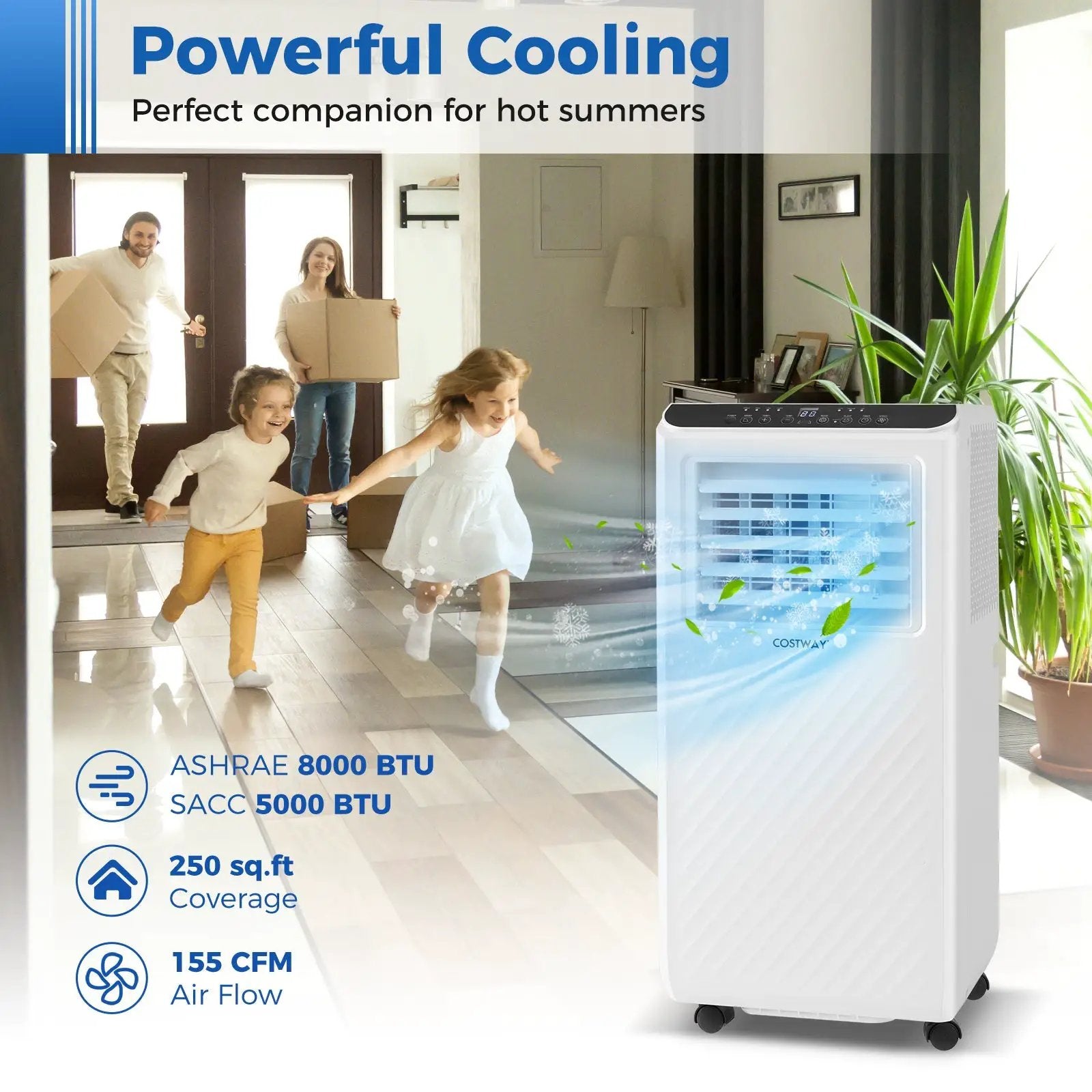 Portable Air Conditioner 8000 BTU 3-in-1 Cooling Fan Dehumidifier by DirectDeals