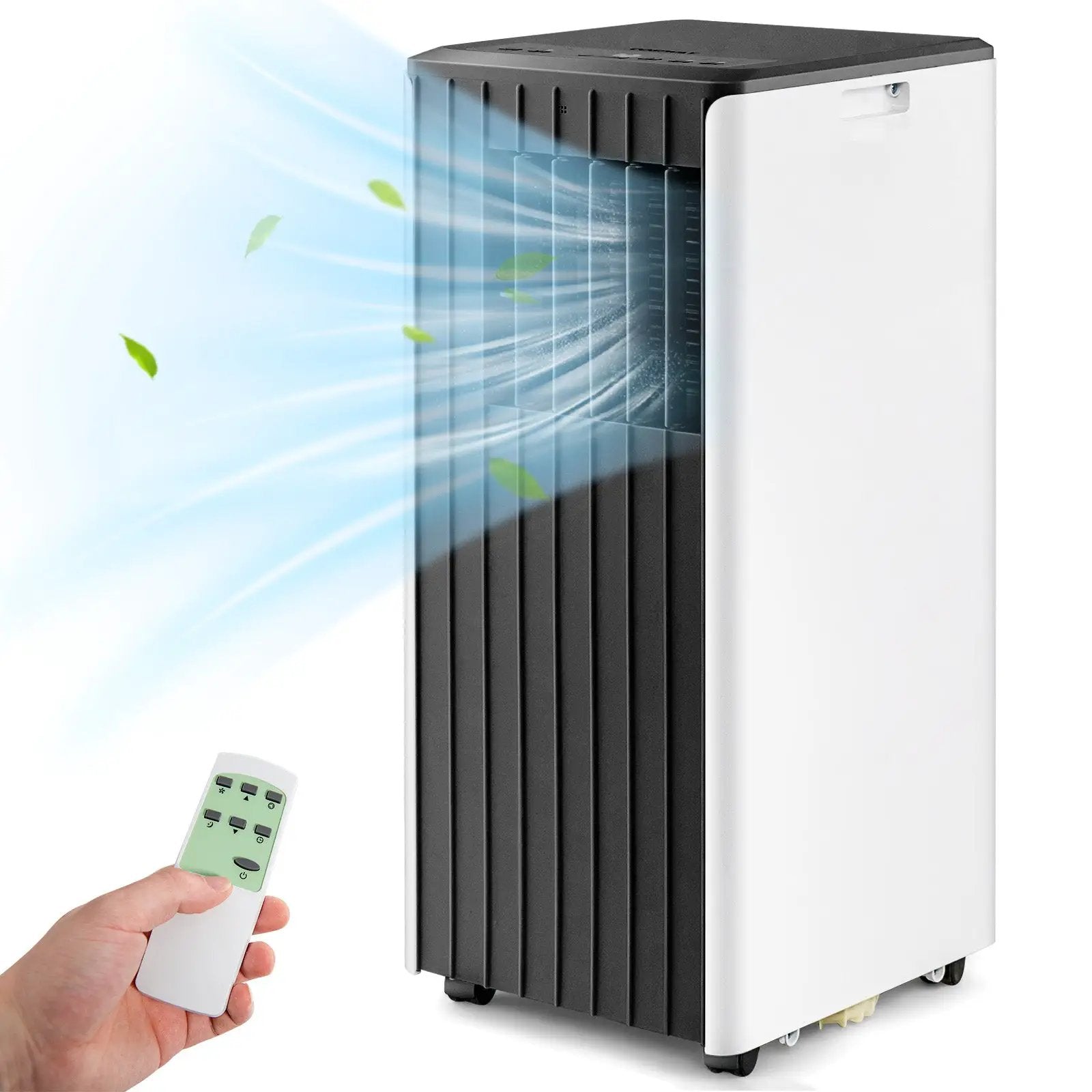 8000 BTU Portable Air Conditioner with Cool Humidifier and Sleep Mode-Black & White by DirectDeals