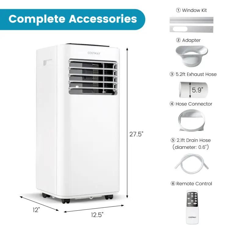 8000 BTU Portable Air Conditioner with Fan Dehumidifier Sleep Mode by DirectDeals